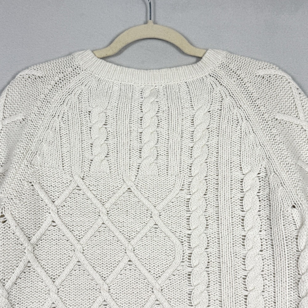 Sundance Sweater Womens Medium Wool Blend Cable Knit Cream Boxy Balloon Sleeve - Picture 6 of 12